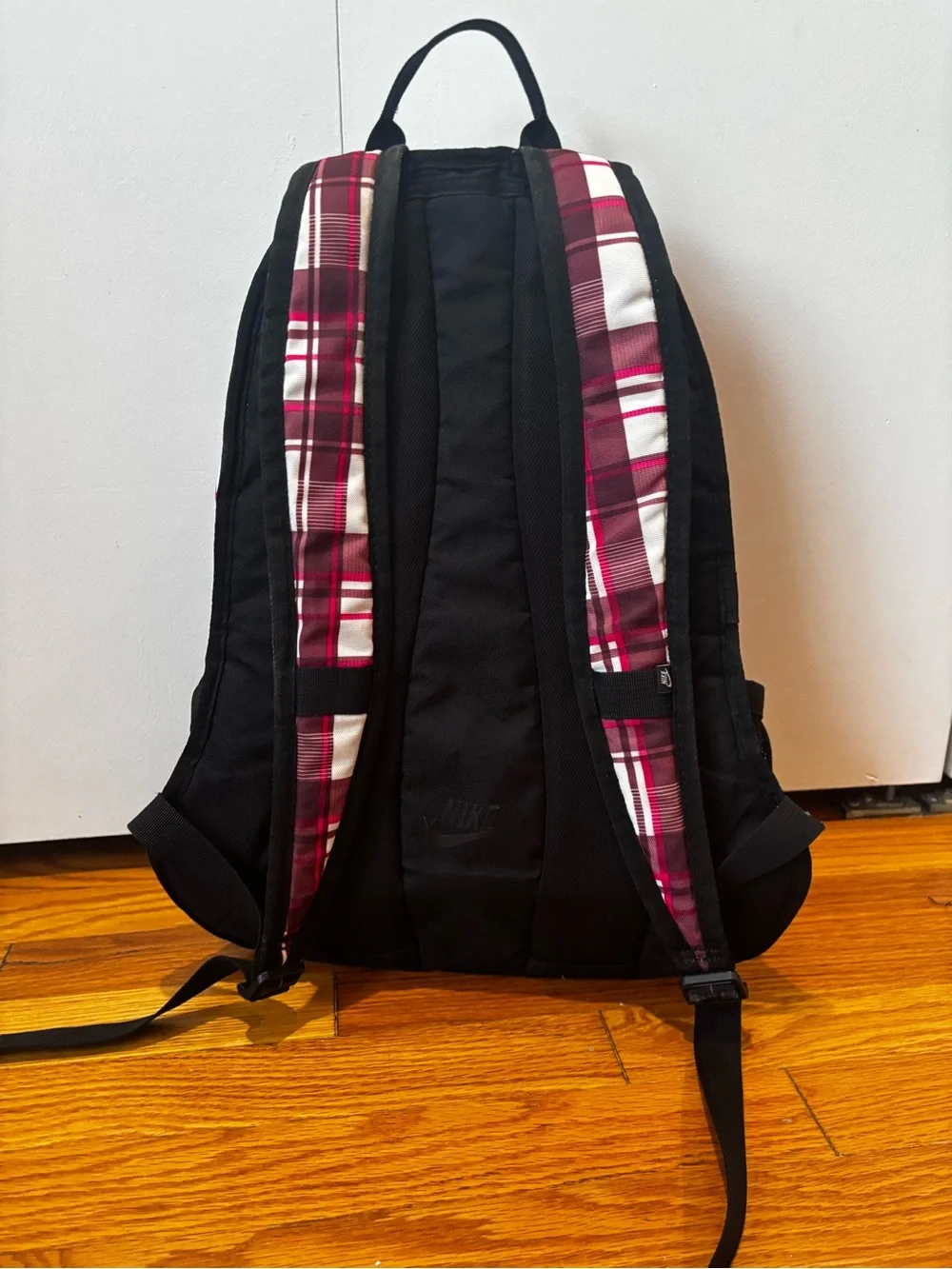 Nike White and Pink Plaid Men's Backpack